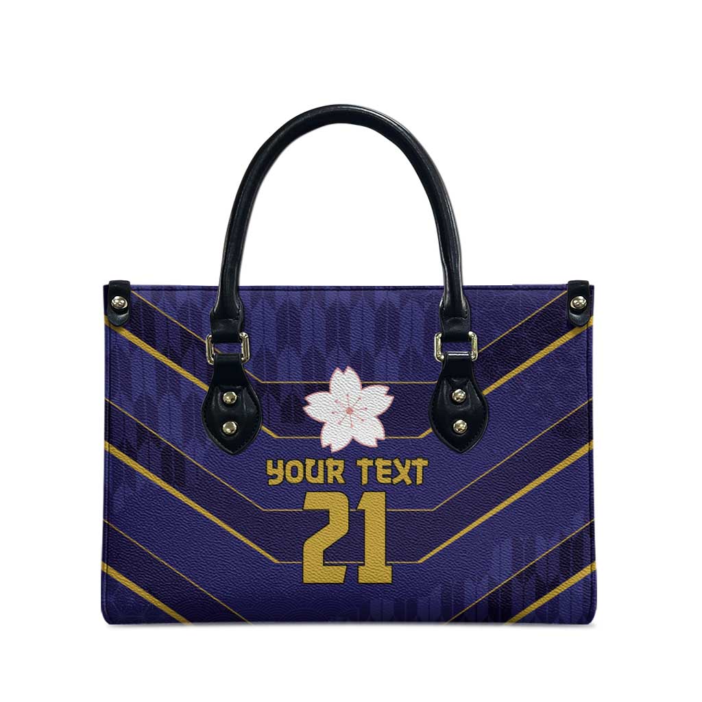 Japan Pacific Rugby 2022-23 Custom Leather Bag Blue Sakura Japanese Wave Pattern LT9 - Polynesian Pride