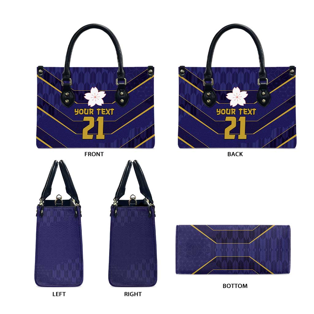 Japan Pacific Rugby 2022-23 Custom Leather Bag Blue Sakura Japanese Wave Pattern LT9 - Polynesian Pride