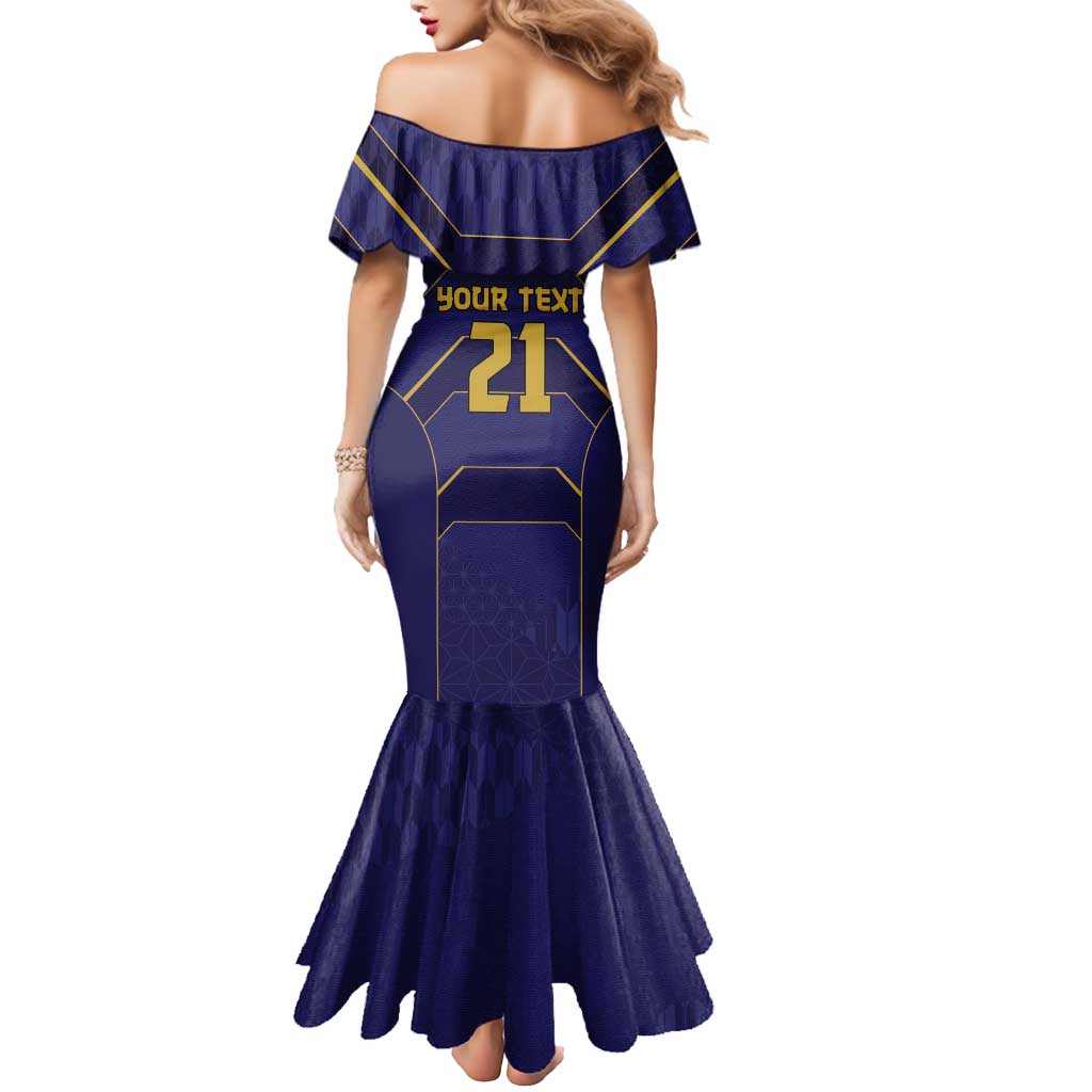 Japan Pacific Rugby 2022-23 Custom Mermaid Dress Blue Sakura Japanese Wave Pattern LT9 - Polynesian Pride