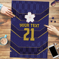 Japan Pacific Rugby 2022-23 Custom Puzzle Blue Sakura Japanese Wave Pattern LT9 Blue - Polynesian Pride
