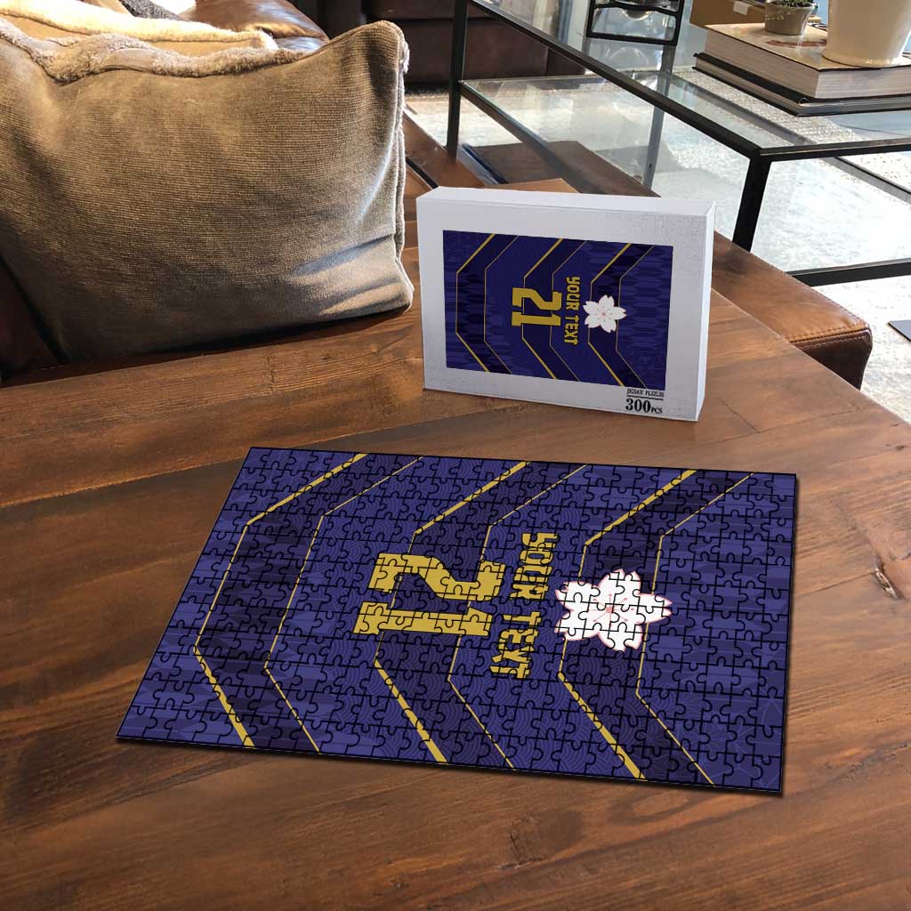Japan Pacific Rugby 2022-23 Custom Puzzle Blue Sakura Japanese Wave Pattern LT9 - Polynesian Pride