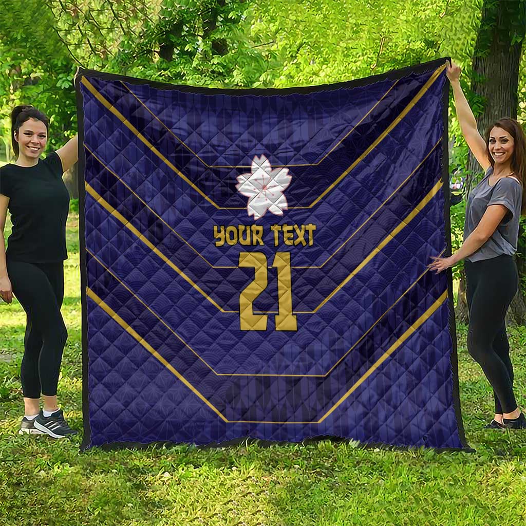 Japan Pacific Rugby 2022-23 Custom Quilt Blue Sakura Japanese Wave Pattern LT9 - Polynesian Pride
