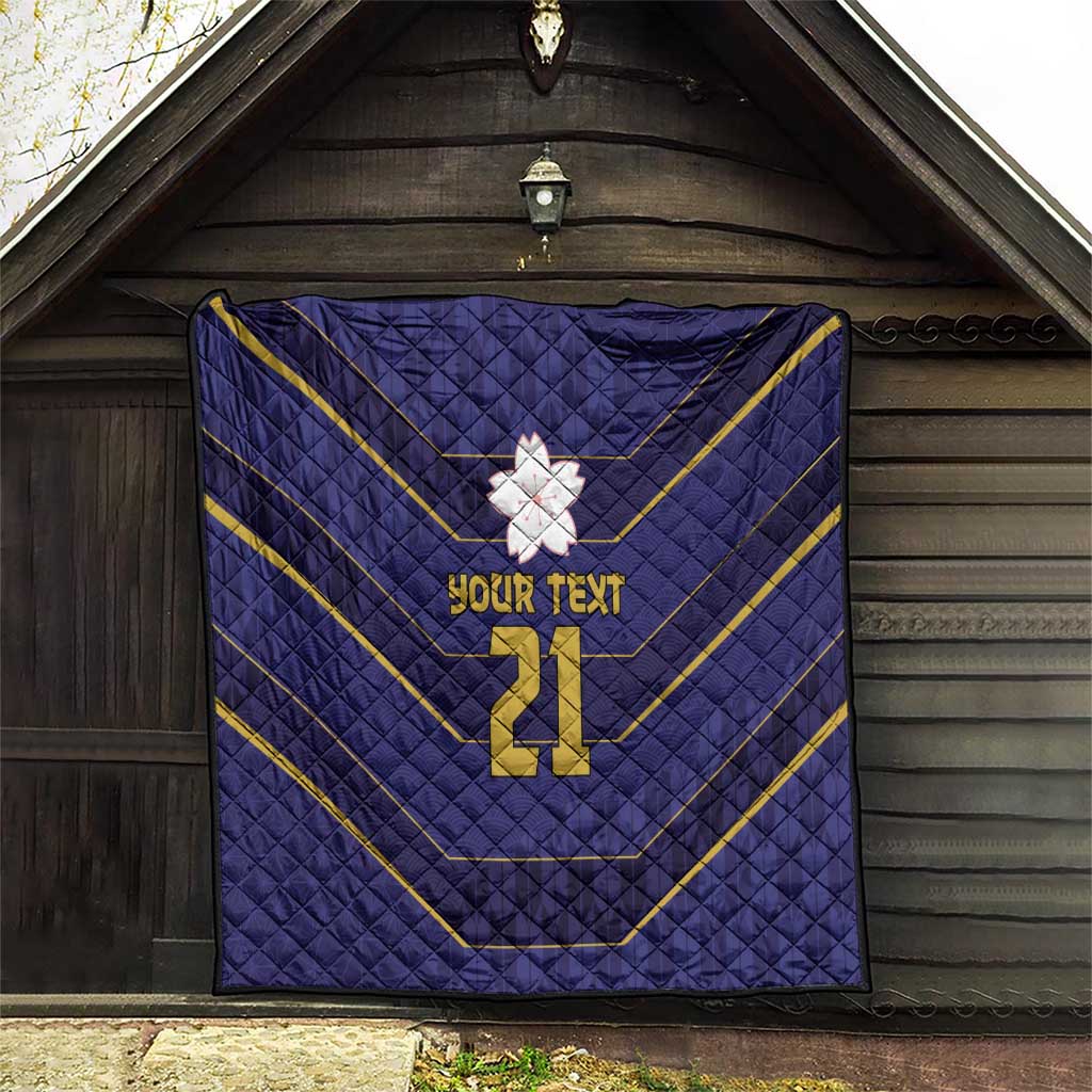 Japan Pacific Rugby 2022-23 Custom Quilt Blue Sakura Japanese Wave Pattern LT9 - Polynesian Pride