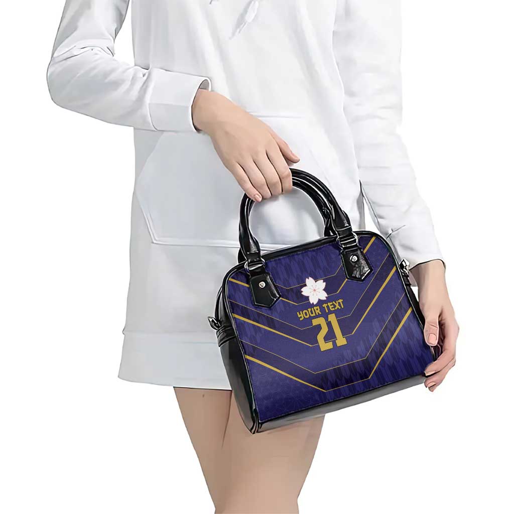 Japan Pacific Rugby 2022-23 Custom Shoulder Handbag Blue Sakura Japanese Wave Pattern LT9 - Polynesian Pride