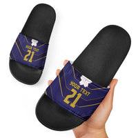 Japan Pacific Rugby 2022-23 Custom Slide Sandals Blue Sakura Japanese Wave Pattern LT9 - Polynesian Pride