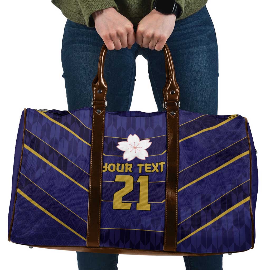 Japan Pacific Rugby 2022-23 Custom Travel Bag Blue Sakura Japanese Wave Pattern LT9 Blue - Polynesian Pride