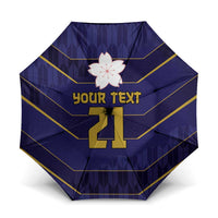 Japan Pacific Rugby 2022-23 Custom Umbrella Blue Sakura Japanese Wave Pattern LT9 One Size Folded 11.42 inch Opened Diameter 37.4 inch Blue - Polynesian Pride