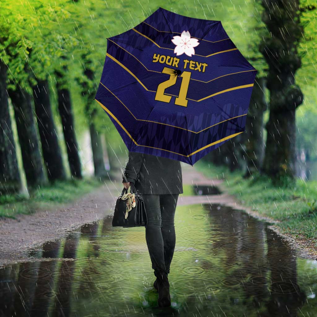 Japan Pacific Rugby 2022-23 Custom Umbrella Blue Sakura Japanese Wave Pattern LT9 - Polynesian Pride