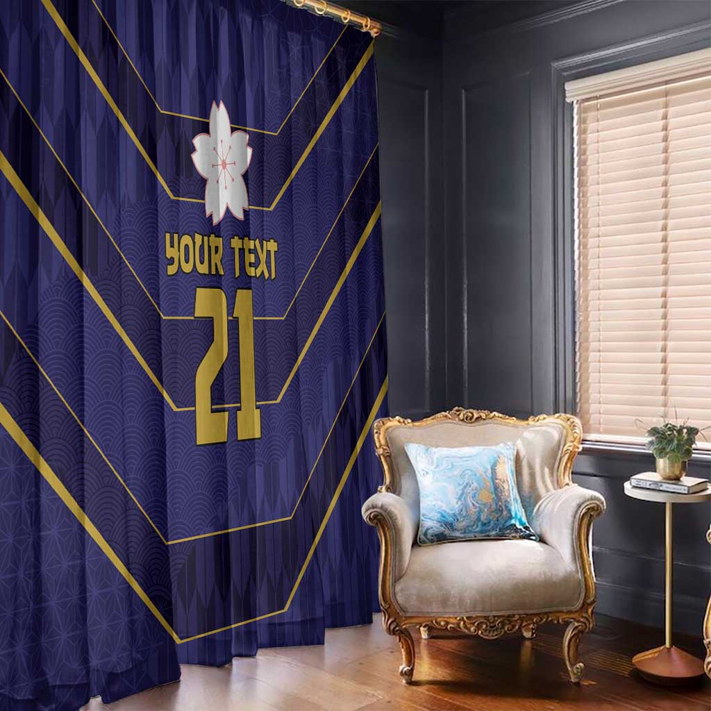 Japan Pacific Rugby 2022-23 Custom Window Curtain Blue Sakura Japanese Wave Pattern LT9 - Polynesian Pride