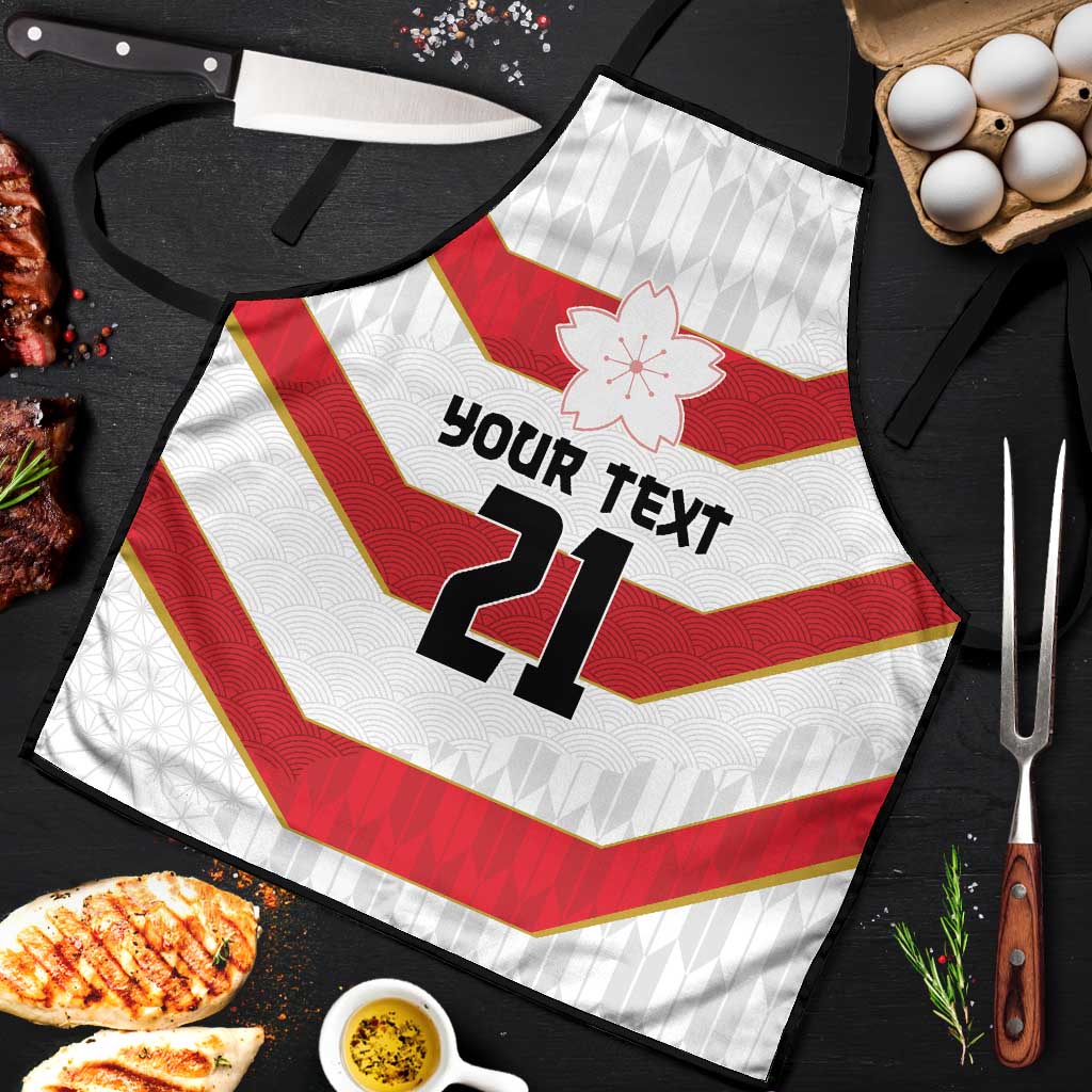 Japan Pacific Rugby 2022-23 Custom Apron Red Sakura Japanese Wave Pattern LT9 Red - Polynesian Pride