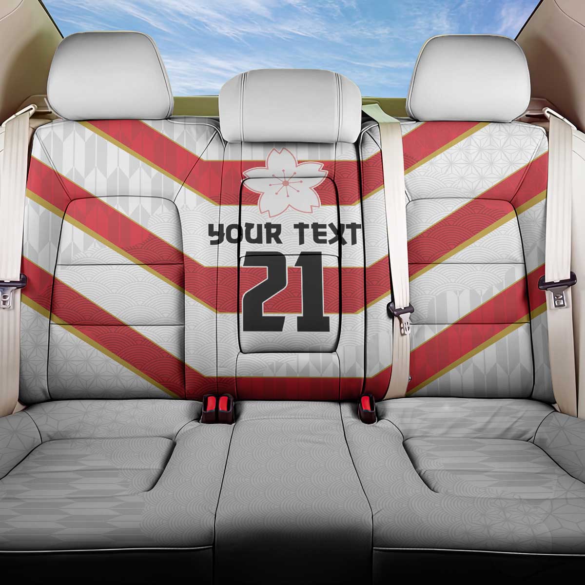 Japan Pacific Rugby 2022-23 Custom Back Car Seat Cover Red Sakura Japanese Wave Pattern LT9 One Size Red - Polynesian Pride