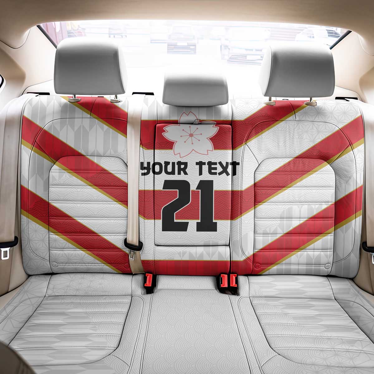 Japan Pacific Rugby 2022-23 Custom Back Car Seat Cover Red Sakura Japanese Wave Pattern LT9 - Polynesian Pride