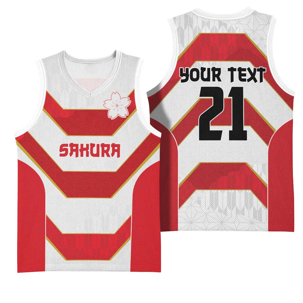 Japan Pacific Rugby 2022-23 Custom Basketball Jersey Red Sakura Japanese Wave Pattern LT9 - Polynesian Pride