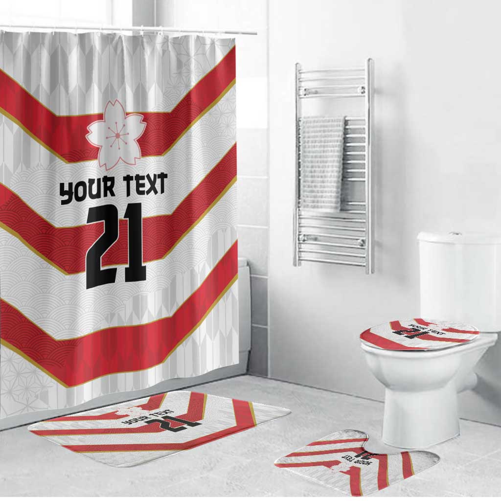 Japan Pacific Rugby 2022-23 Custom Bathroom Set Red Sakura Japanese Wave Pattern LT9 Bathroom Set (4 pcs) Red - Polynesian Pride