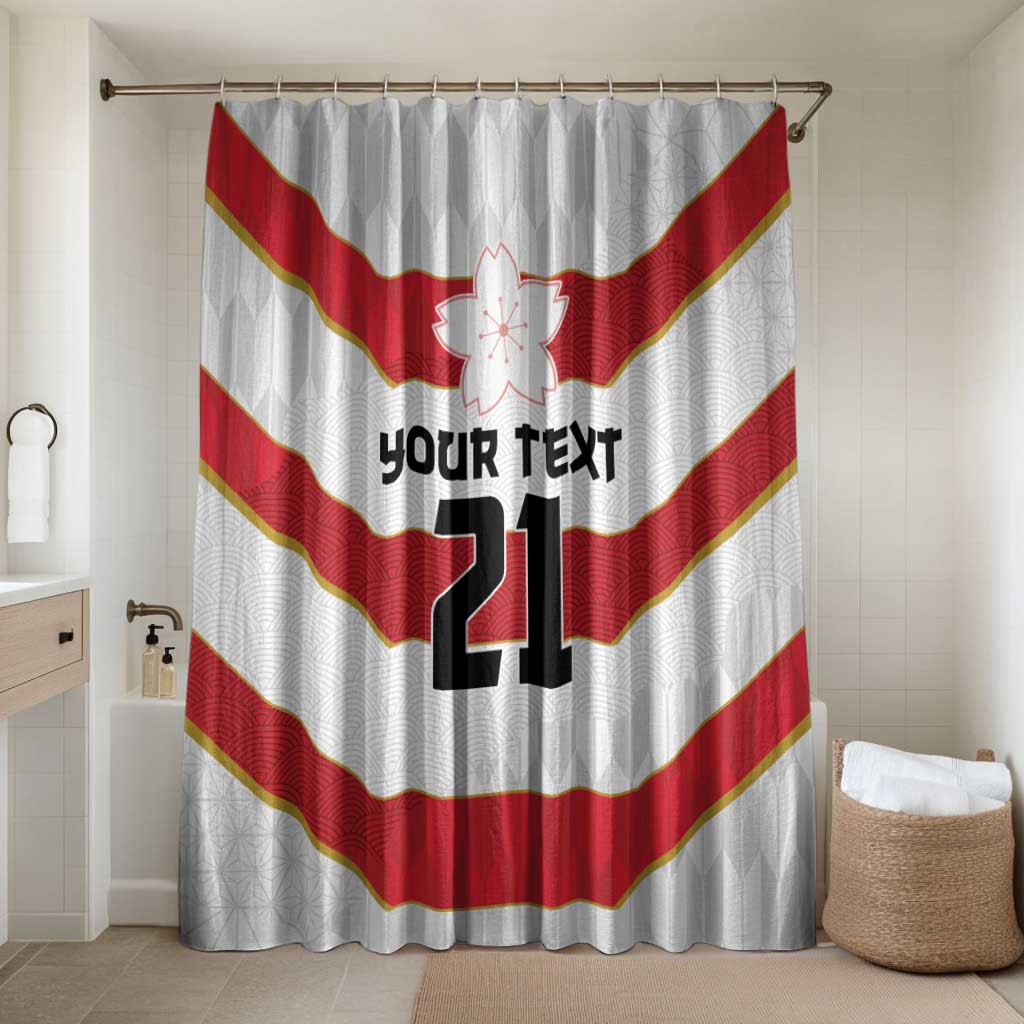 Japan Pacific Rugby 2022-23 Custom Bathroom Set Red Sakura Japanese Wave Pattern LT9 Shower Curtain Only Red - Polynesian Pride