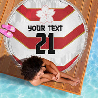 Japan Pacific Rugby 2022-23 Custom Beach Blanket Red Sakura Japanese Wave Pattern LT9 - Polynesian Pride