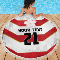 Japan Pacific Rugby 2022-23 Custom Beach Blanket Red Sakura Japanese Wave Pattern LT9 - Polynesian Pride