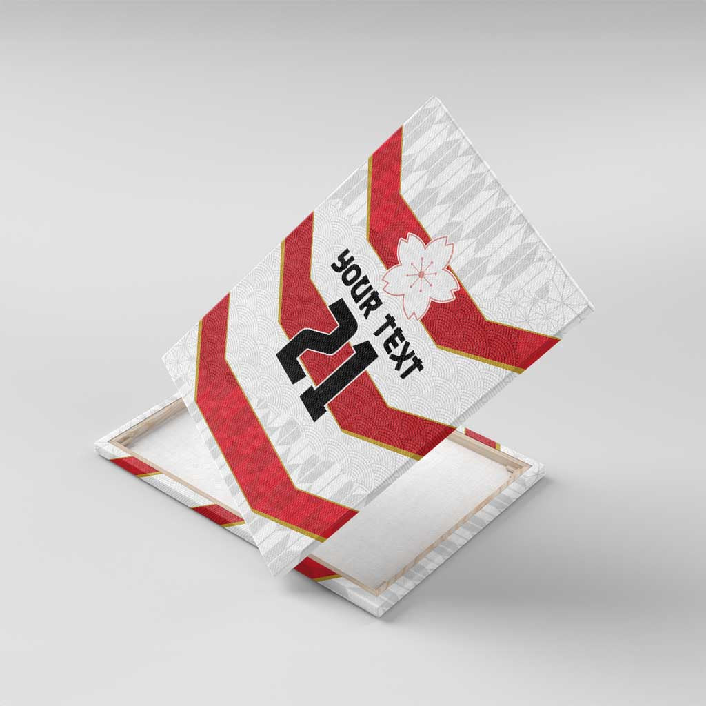 Japan Pacific Rugby 2022-23 Custom Canvas Wall Art Red Sakura Japanese Wave Pattern LT9 With Frame Red - Polynesian Pride