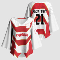 Japan Pacific Rugby 2022-23 Custom Kimono Sleeve Blouse Red Sakura Japanese Wave Pattern LT9 - Polynesian Pride