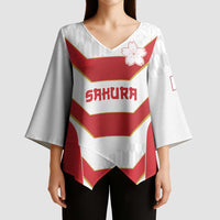 Japan Pacific Rugby 2022-23 Custom Kimono Sleeve Blouse Red Sakura Japanese Wave Pattern LT9 - Polynesian Pride