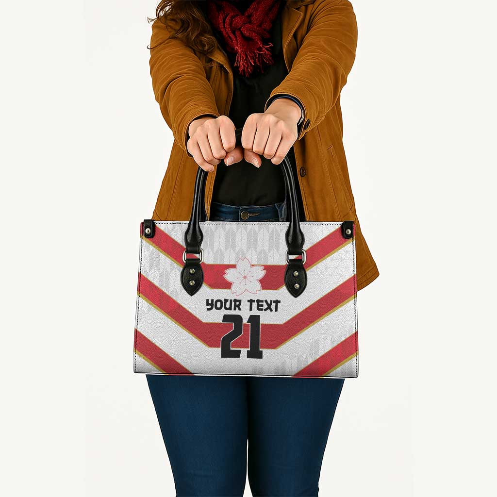 Japan Pacific Rugby 2022-23 Custom Leather Bag Red Sakura Japanese Wave Pattern LT9 - Polynesian Pride
