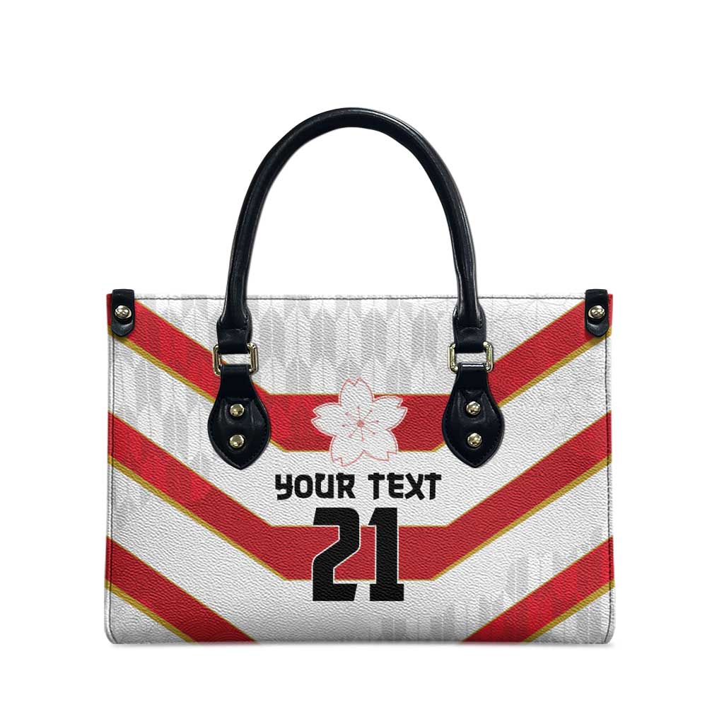 Japan Pacific Rugby 2022-23 Custom Leather Bag Red Sakura Japanese Wave Pattern LT9 - Polynesian Pride