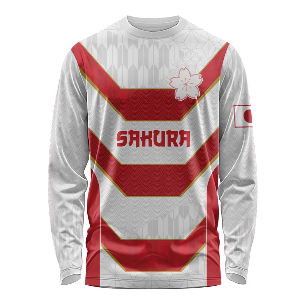 Japan Pacific Rugby 2022-23 Custom Long Sleeve Shirt Red Sakura Japanese Wave Pattern LT9 Unisex Red - Polynesian Pride