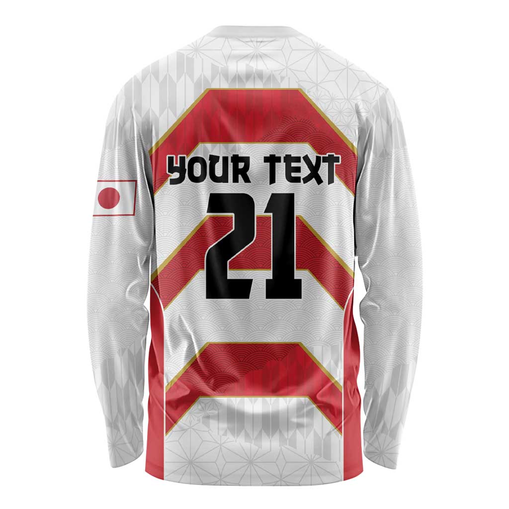 Japan Pacific Rugby 2022-23 Custom Long Sleeve Shirt Red Sakura Japanese Wave Pattern LT9 - Polynesian Pride