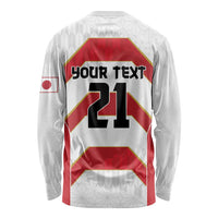 Japan Pacific Rugby 2022-23 Custom Long Sleeve Shirt Red Sakura Japanese Wave Pattern LT9 - Polynesian Pride