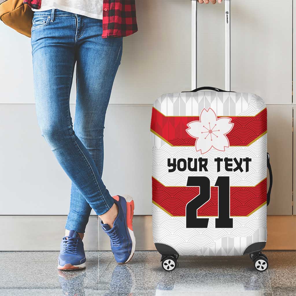 Japan Pacific Rugby 2022-23 Custom Luggage Cover Red Sakura Japanese Wave Pattern LT9 - Polynesian Pride