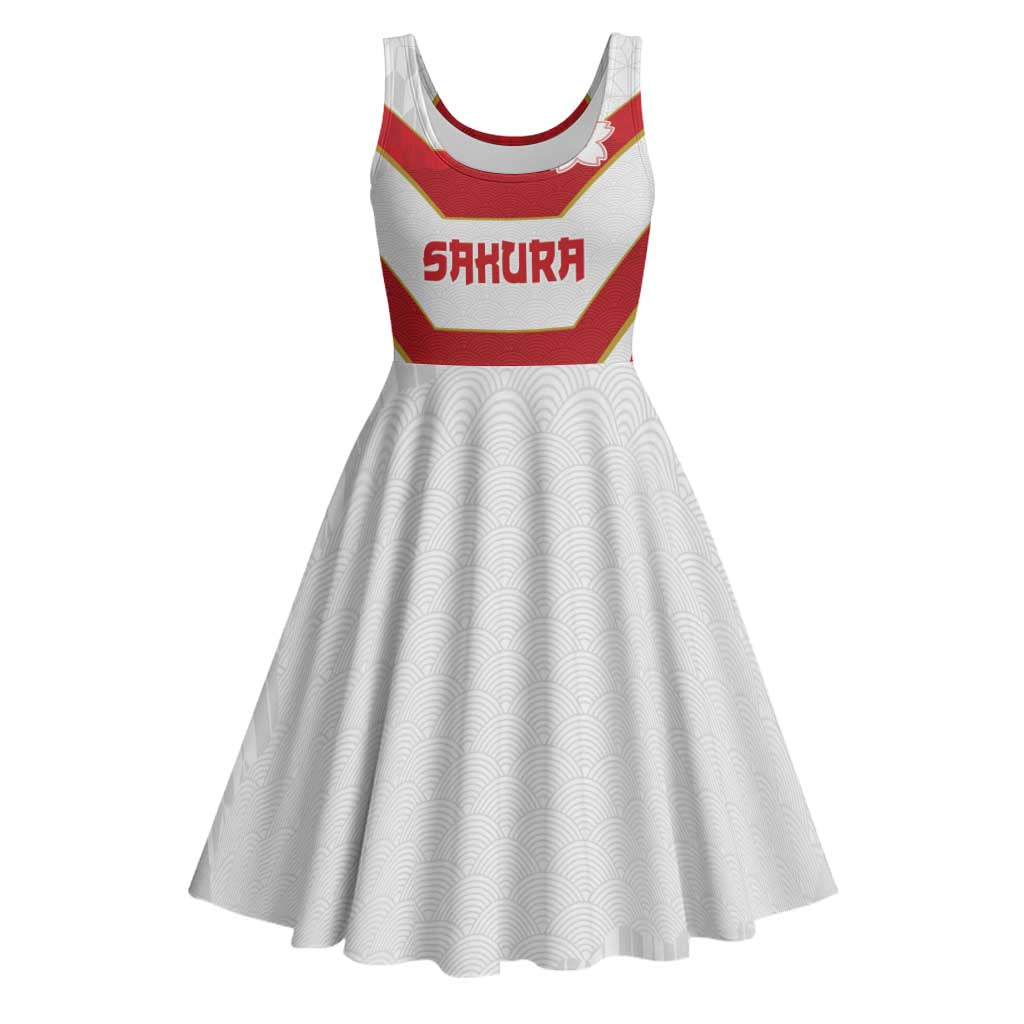 Japan Pacific Rugby 2022-23 Custom Midi Dress Red Sakura Japanese Wave Pattern LT9 Red - Polynesian Pride