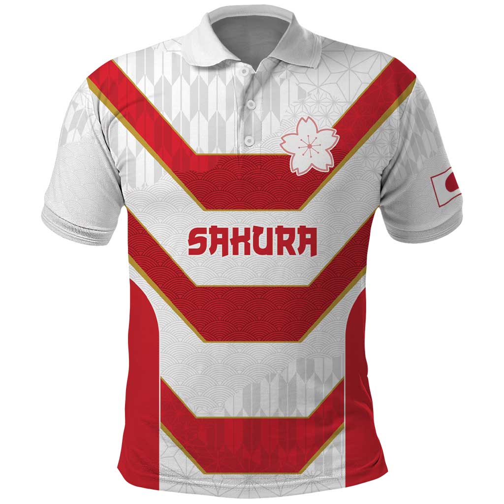 Japan Pacific Rugby 2022-23 Custom Polo Shirt Red Sakura Japanese Wave Pattern LT9 Red - Polynesian Pride