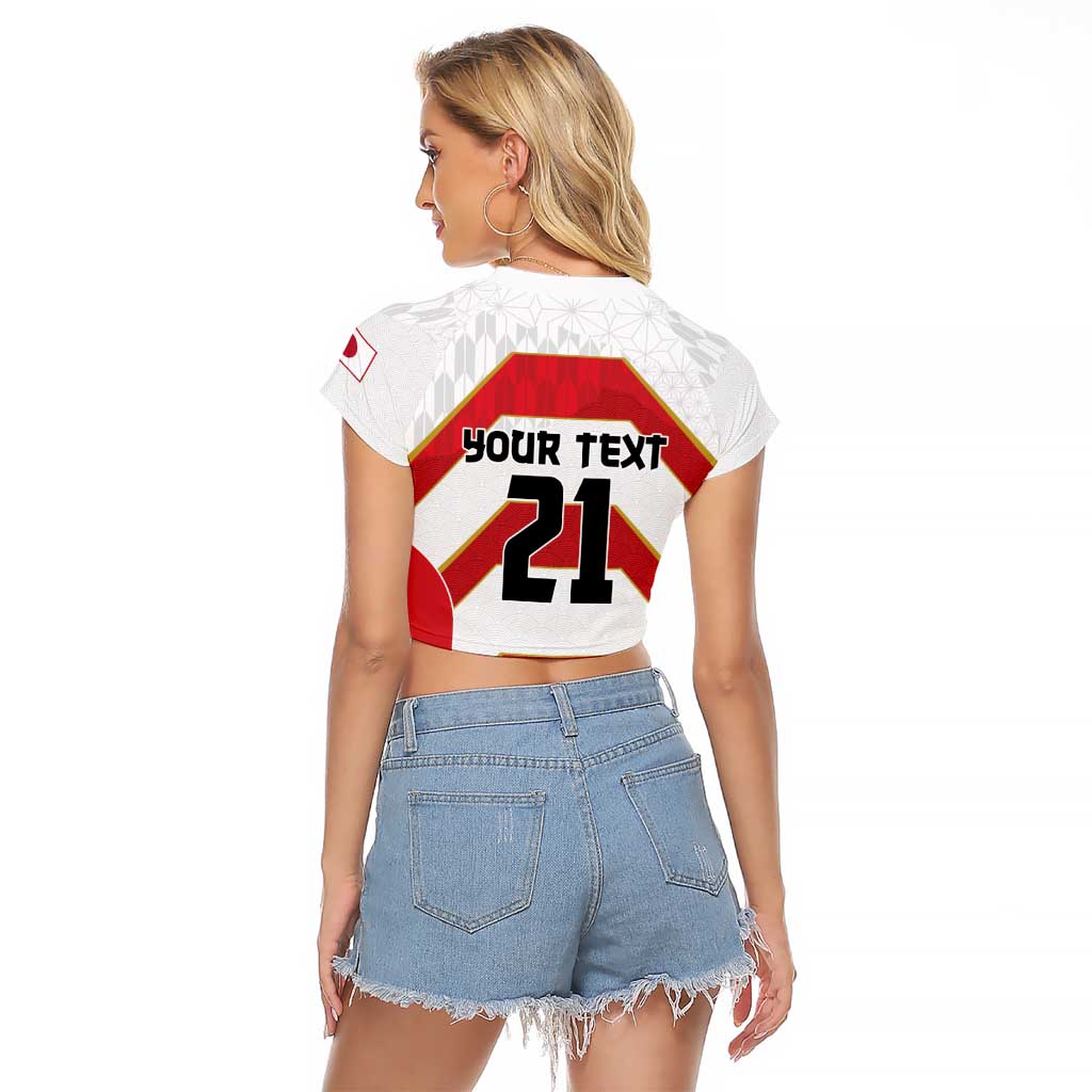 Japan Pacific Rugby 2022-23 Custom Raglan Cropped T Shirt Red Sakura Japanese Wave Pattern LT9 - Polynesian Pride