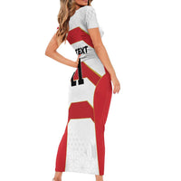 Japan Pacific Rugby 2022-23 Custom Short Sleeve Bodycon Dress Red Sakura Japanese Wave Pattern LT9 - Polynesian Pride