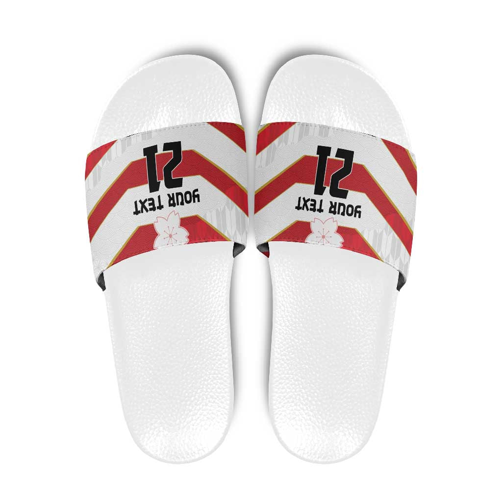 Japan Pacific Rugby 2022-23 Custom Slide Sandals Red Sakura Japanese Wave Pattern LT9 Red - Polynesian Pride