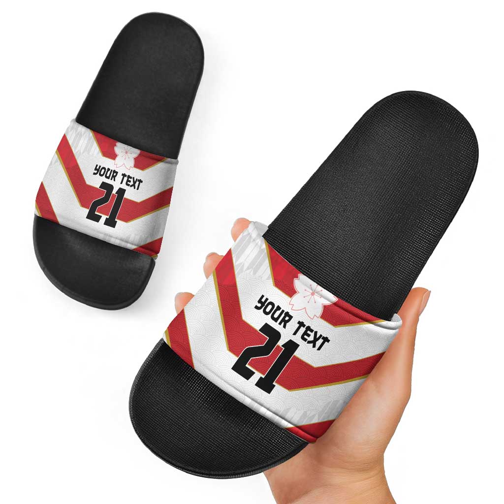 Japan Pacific Rugby 2022-23 Custom Slide Sandals Red Sakura Japanese Wave Pattern LT9 - Polynesian Pride