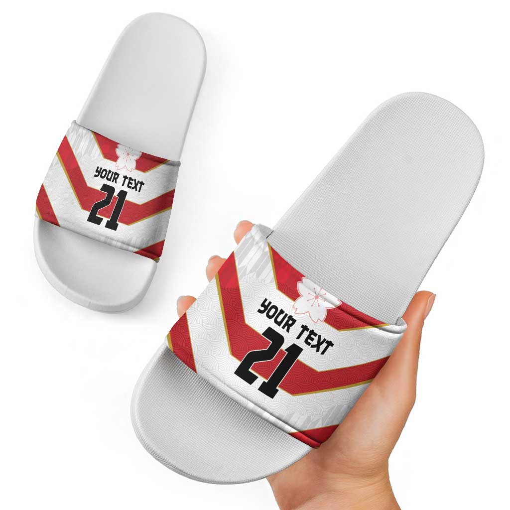 Japan Pacific Rugby 2022-23 Custom Slide Sandals Red Sakura Japanese Wave Pattern LT9 - Polynesian Pride
