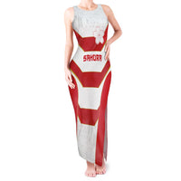Japan Pacific Rugby 2022-23 Custom Tank Maxi Dress Red Sakura Japanese Wave Pattern LT9 Women Red - Polynesian Pride