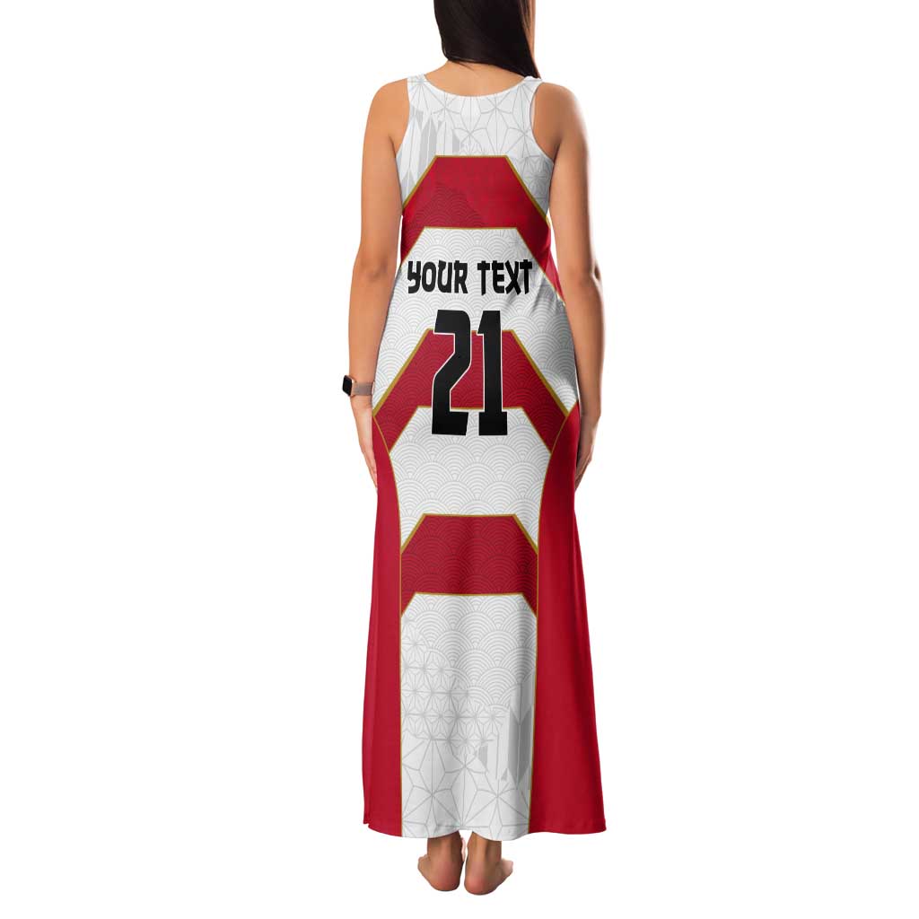 Japan Pacific Rugby 2022-23 Custom Tank Maxi Dress Red Sakura Japanese Wave Pattern LT9 - Polynesian Pride