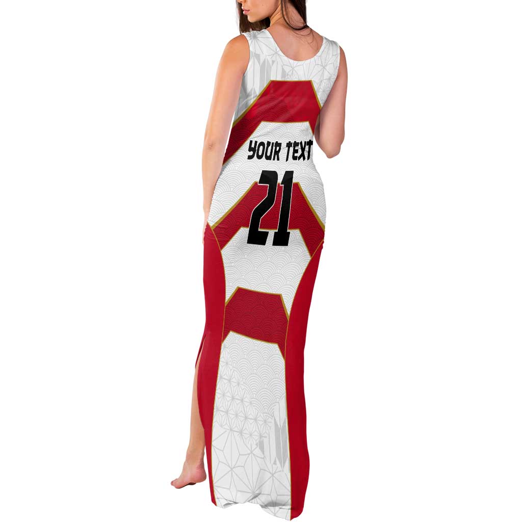 Japan Pacific Rugby 2022-23 Custom Tank Maxi Dress Red Sakura Japanese Wave Pattern LT9 - Polynesian Pride