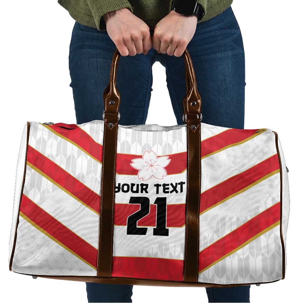 Japan Pacific Rugby 2022-23 Custom Travel Bag Red Sakura Japanese Wave Pattern LT9 Red - Polynesian Pride