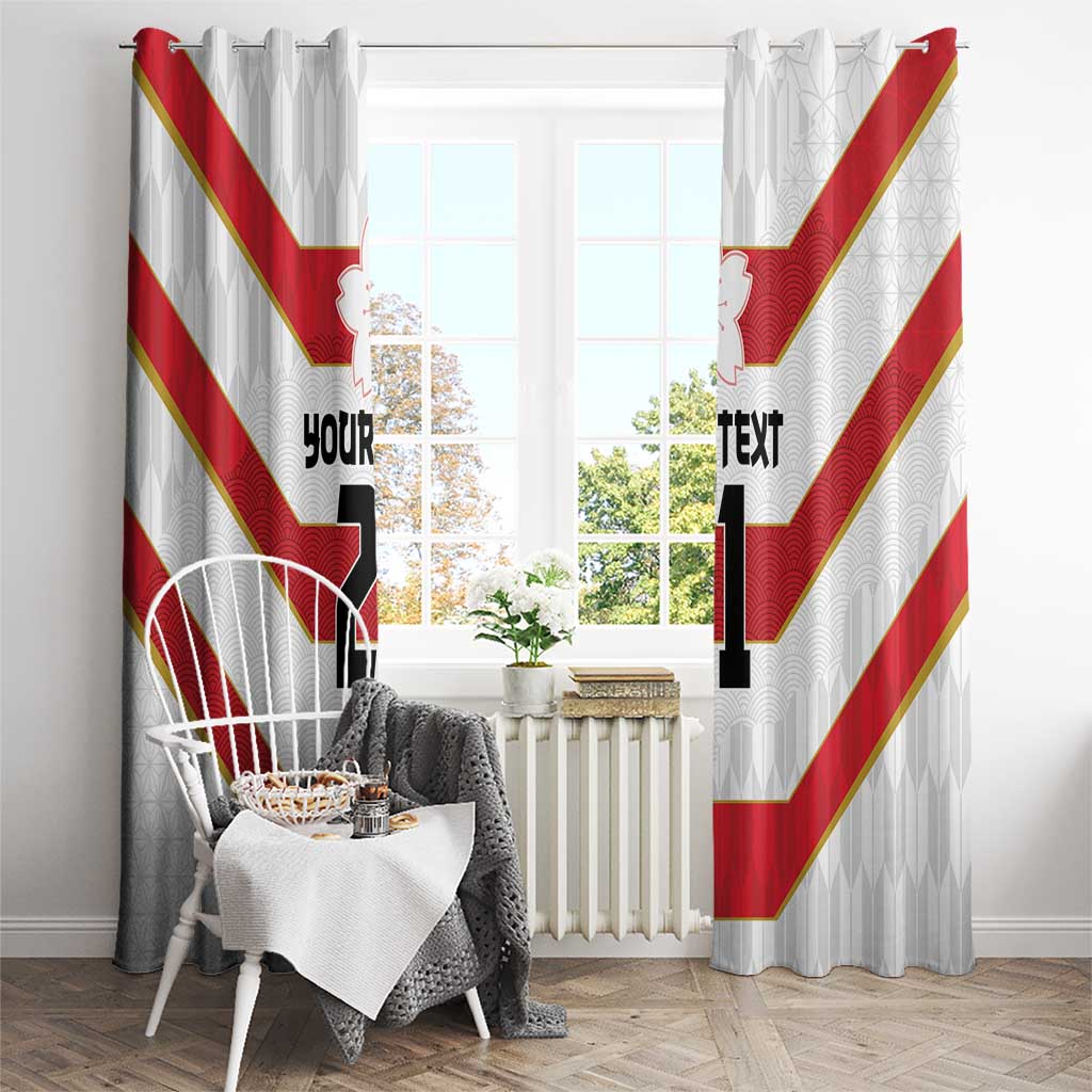 Japan Pacific Rugby 2022-23 Custom Window Curtain Red Sakura Japanese Wave Pattern LT9 - Polynesian Pride
