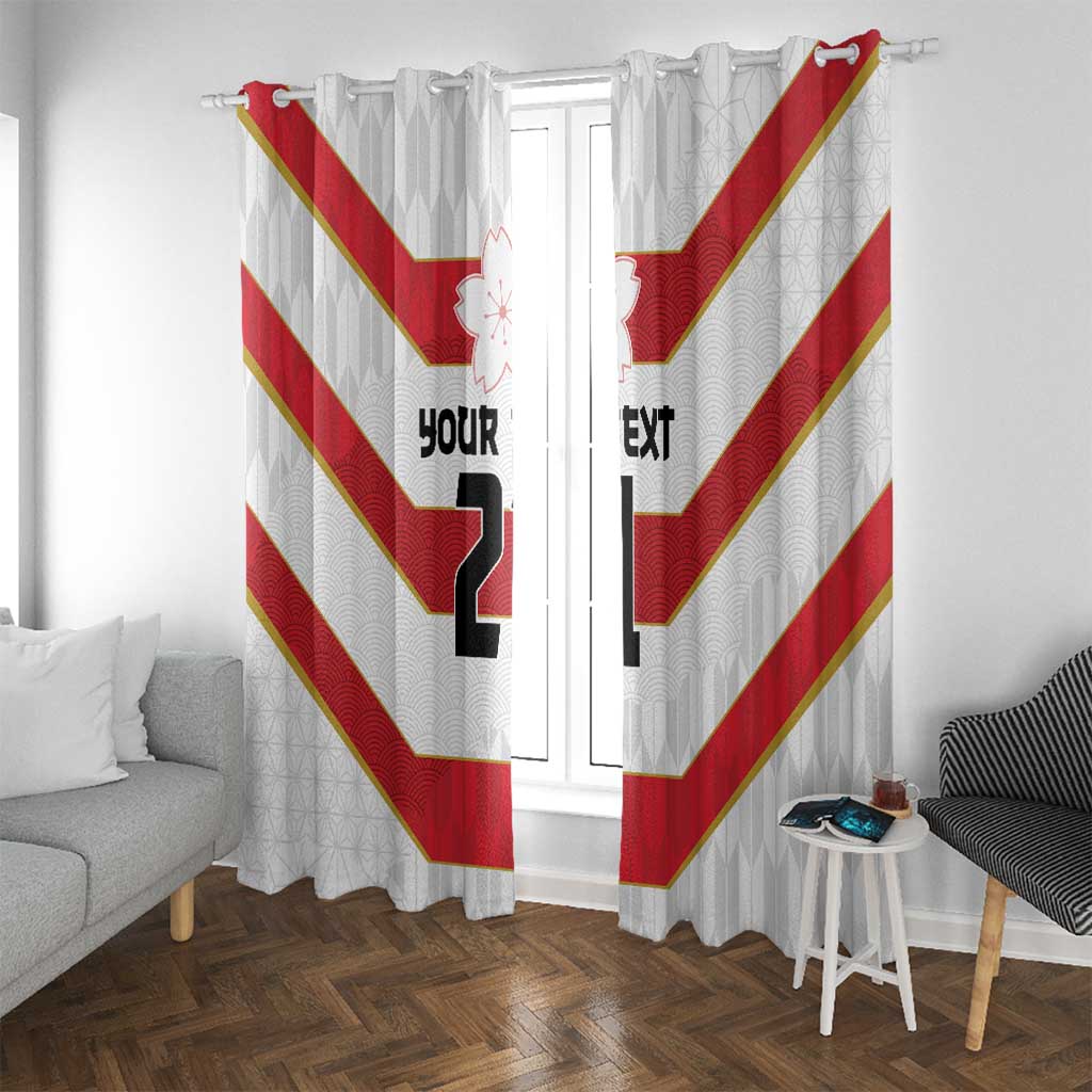 Japan Pacific Rugby 2022-23 Custom Window Curtain Red Sakura Japanese Wave Pattern LT9 With Grommets Red - Polynesian Pride