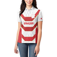 Japan Pacific Rugby 2022-23 Custom Women Polo Shirt Red Sakura Japanese Wave Pattern LT9 - Polynesian Pride