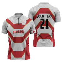 Japan Pacific Rugby 2022-23 Custom Zipper Polo Shirt Red Sakura Japanese Wave Pattern LT9 - Polynesian Pride