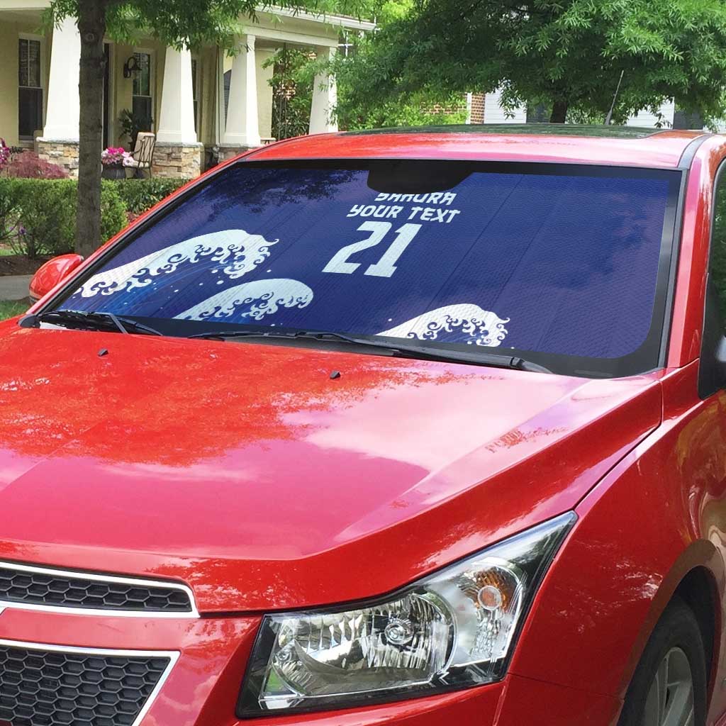 Japan Pacific Rugby Custom Auto Sun Shade Go Sakura Japanese Wave Pattern LT9 - Polynesian Pride