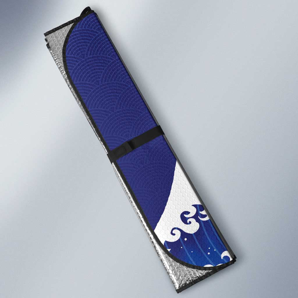 Japan Pacific Rugby Custom Auto Sun Shade Go Sakura Japanese Wave Pattern LT9 - Polynesian Pride