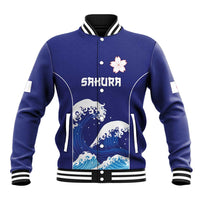Japan Pacific Rugby Custom Baseball Jacket Go Sakura Japanese Wave Pattern LT9 Unisex Blue - Polynesian Pride