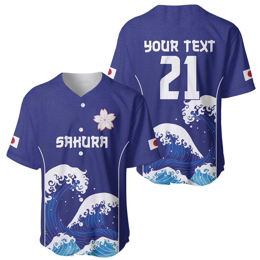 Japan Pacific Rugby Custom Baseball Jersey Go Sakura Japanese Wave Pattern LT9 - Polynesian Pride
