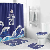Japan Pacific Rugby Custom Bathroom Set Go Sakura Japanese Wave Pattern LT9 Bathroom Set (4 pcs) Blue - Polynesian Pride